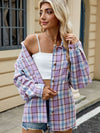 Explore More Collection - Plaid Collared Neck Long Sleeve Shirt