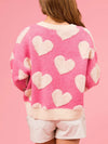 Explore More Collection - Valentine’s Day Fuzzy Heart Round Neck Long Sleeve Sweater