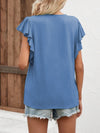 Explore More Collection - Full Size Ruffled Notched Cap Sleeve T-Shirt