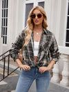 Explore More Collection - Pocketed Plaid Collared Neck Long Sleeve Shirt