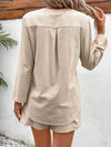 Explore More Collection - Notched Long Sleeve Top and Shorts Set