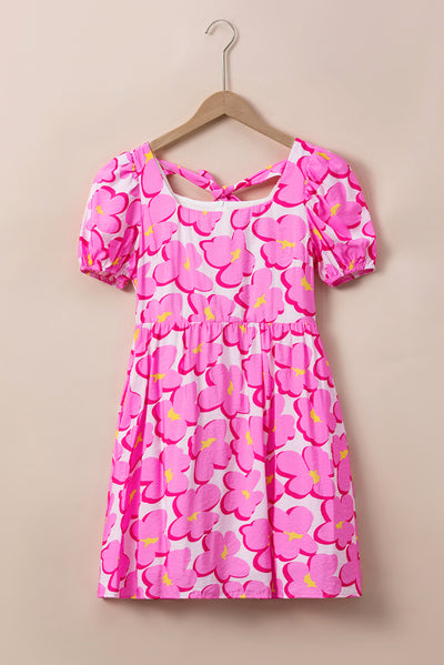 Explore More Collection - Printed Square Neck Short Sleeve Dress