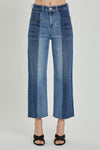 Explore More Collection - RISEN Full Size Mid-Rise Waist Two-Tones Jeans with Pockets