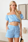 Explore More Collection - LE LIS COLLECTION Off Shoulder Crop Top and High Waist Shorts Set