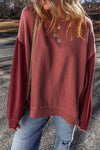 Explore More Collection - Contrast Round Neck Long Sleeve Sweatshirt