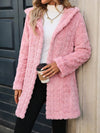 Explore More Collection - Heart Open Front Hooded Fuzzy Coat