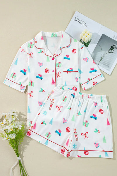 Explore More Collection - Printed Short Sleeve Top and Shorts Lounge Set