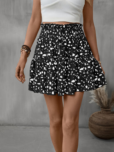 Explore More Collection - Frill Tied Printed Mini Skirt