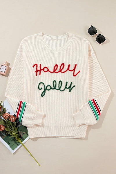 Explore More Collection - Letter Round Neck Long Sleeve Sweater