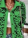 Explore More Collection - Full Size Leopard Collared Neck Button Up Long Sleeve Jacket