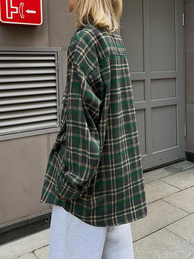 Explore More Collection - Pocketed Plaid Button Up Shacket