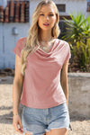 Explore More Collection - Cowl Neck Short Sleeve T-Shirt