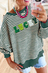 Explore More Collection - LUCKY Striped Round Neck Long Sleeve Sweatshirt