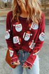 Explore More Collection - Sequin Santa Round Neck Long Sleeve Blouse