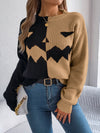 Explore More Collection - Contrast Round Neck Long Sleeve Sweater