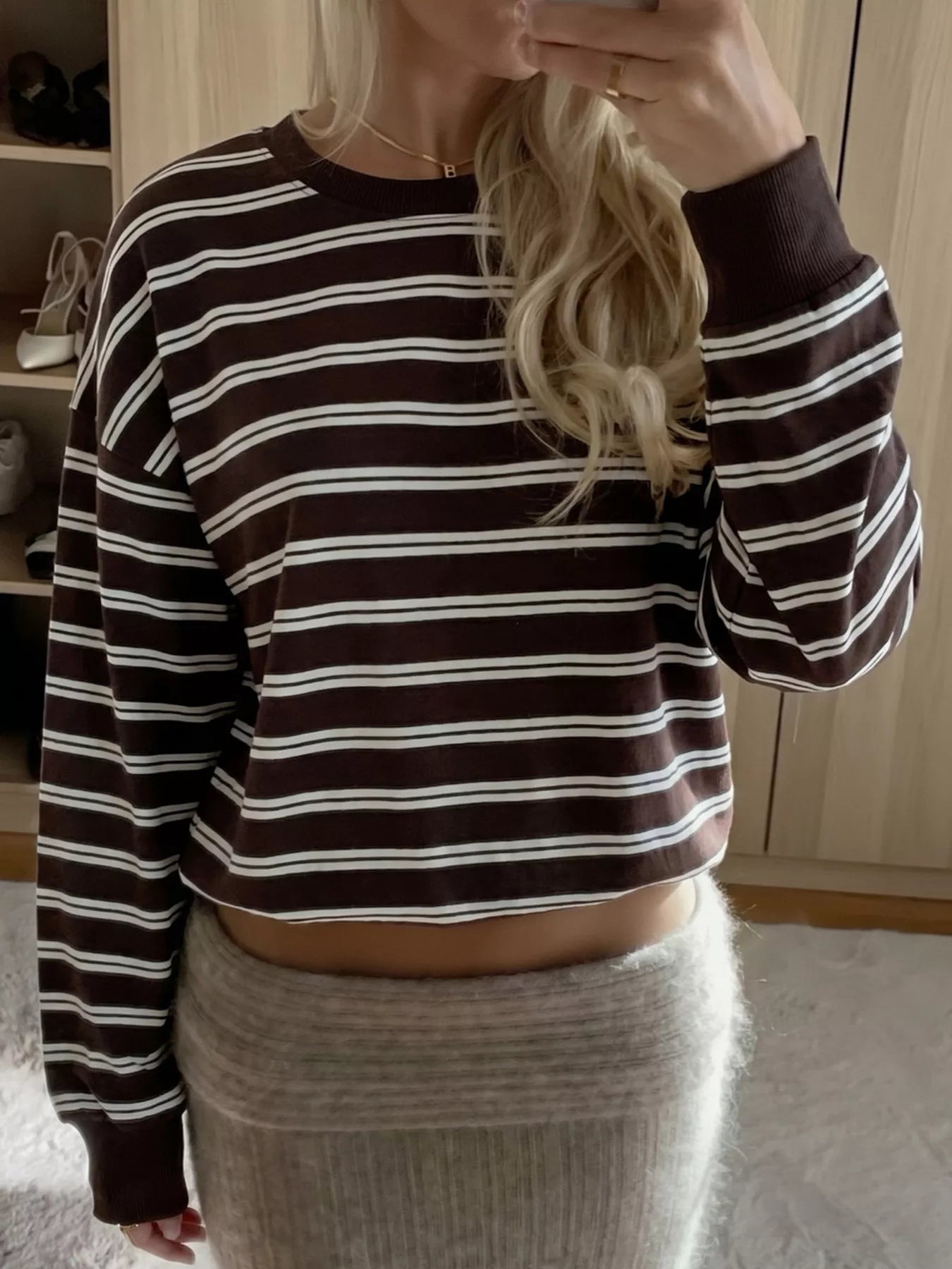 Striped Long-Sleeve Crew Neck T-Shirt