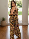 Explore More Collection - Full Size Leopard Scoop Neck Wide Leg Jumpsuit