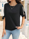 Explore More Collection - Round Neck Split Sleeve Blouse