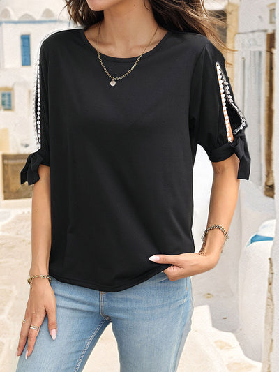 Explore More Collection - Round Neck Split Sleeve Blouse