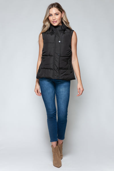 Explore More Collection - Snobbish Snap and Zip Closure Hooded Vest