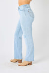 Explore More Collection - Judy Blue Full Size High Waist Distressed Straight Jeans