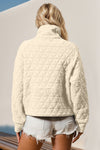 Explore More Collection - Double Take Half Zip Long Sleeve Quilted Sweatshirt with Pocket