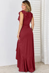 Explore More Collection - Ruffled V-Neck High-Low Dress