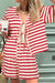 Explore More Collection - Tied Striped V-Neck Top and Shorts Set