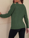 Explore More Collection - Honey Cable-Knit V-Neck Cold Shoulder Sweater