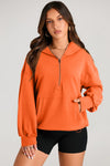 Explore More Collection - Pocketed Half Zip Long Sleeve Hoodie