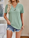 Explore More Collection - Eyelet V-Neck Short Sleeve Top