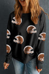 Explore More Collection - Sequin Round Neck Long Sleeve Sweatshirt