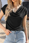 Explore More Collection - Cowl Neck Short Sleeve T-Shirt