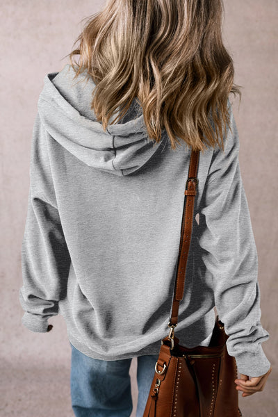 Explore More Collection - Drawstring Pocketed Long Sleeve Hoodie