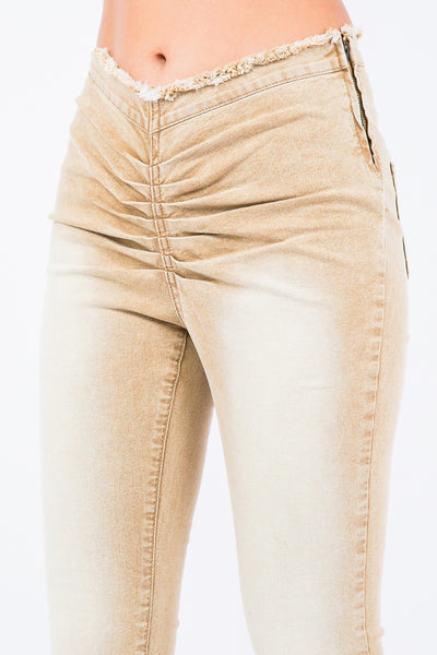 Explore More Collection - American Bazi V-Cut Ruched Flare Pants