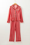 Explore More Collection - Plaid Collared Neck Long Sleeve Top and Pants Set