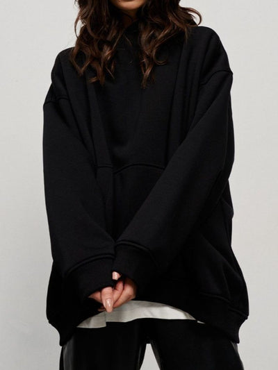 Explore More Collection - Pocketed Dropped Shoulder Long Sleeve Hoodie