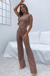 Explore More Collection - Round Neck Short Sleeve Top and Pants Set