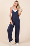 Explore More Collection - Mittoshop Patch Pocket Wide Leg Sleeveless Jumpsuit