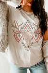 Explore More Collection - AZTEC CHRISTMAS LONGHORN Graphic Tee