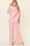 Explore More Collection - Double Take Full Size Texture Long Sleeve Top and Pants Set