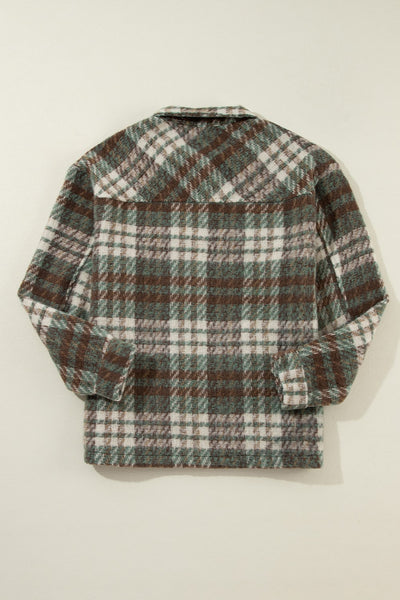 Explore More Collection - Plaid Button Up Long Sleeve Jacket