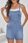 Explore More Collection - Pocketed Spaghetti Strap Denim Romper