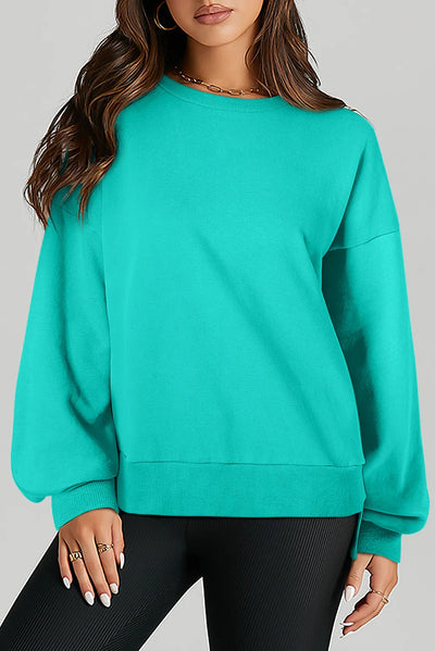 Explore More Collection - High-Low Round Neck Long Sleeve Sweatshirt