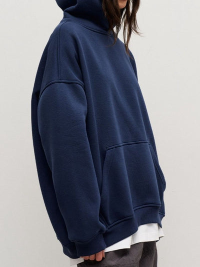 Explore More Collection - Pocketed Dropped Shoulder Long Sleeve Hoodie