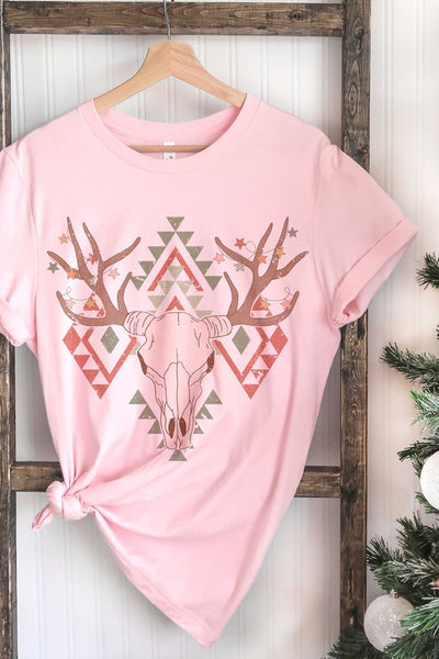 Explore More Collection - AZTEC CHRISTMAS LONGHORN Graphic Tee