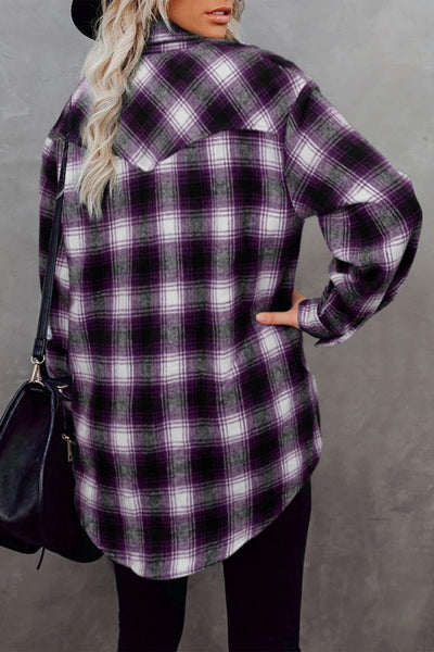 Explore More Collection - Full Size Plaid Collared Neck Long Sleeve Shirt