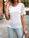 Explore More Collection - Lace Detail Round Neck Short Sleeve T-Shirt