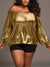 Explore More Collection - Plus Size Off-Shoulder Long Sleeve Blouse