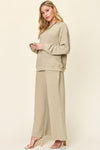 Explore More Collection - Double Take Full Size Texture Long Sleeve Top and Pants Set